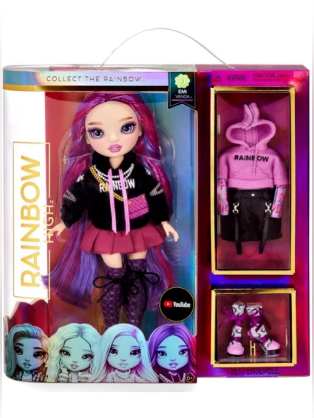 Rainbow Emi Vanda Fashion Doll with Pink & Purple Hair - Rainbow